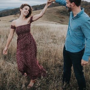 floor length off shoulder dress with slit